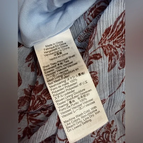 Madewell Blue Brown Floral Puff Sleeve Cute Flowy Swing Mini Dress Size 8 - Picture 9 of 12